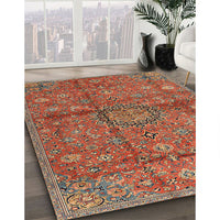 Traditional Orange Brown Medallion Rug, tr2649