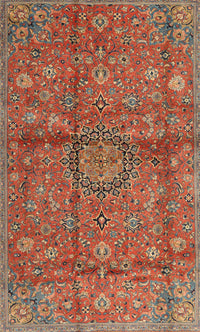 Machine Washable Traditional Orange Brown Rug, wshtr2649