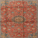 Square Traditional Orange Brown Medallion Rug, tr2649