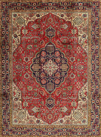 Machine Washable Traditional Saffron Red Rug, wshtr2650