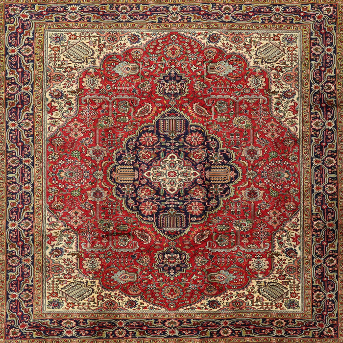Square Traditional Saffron Red Medallion Rug, tr2650