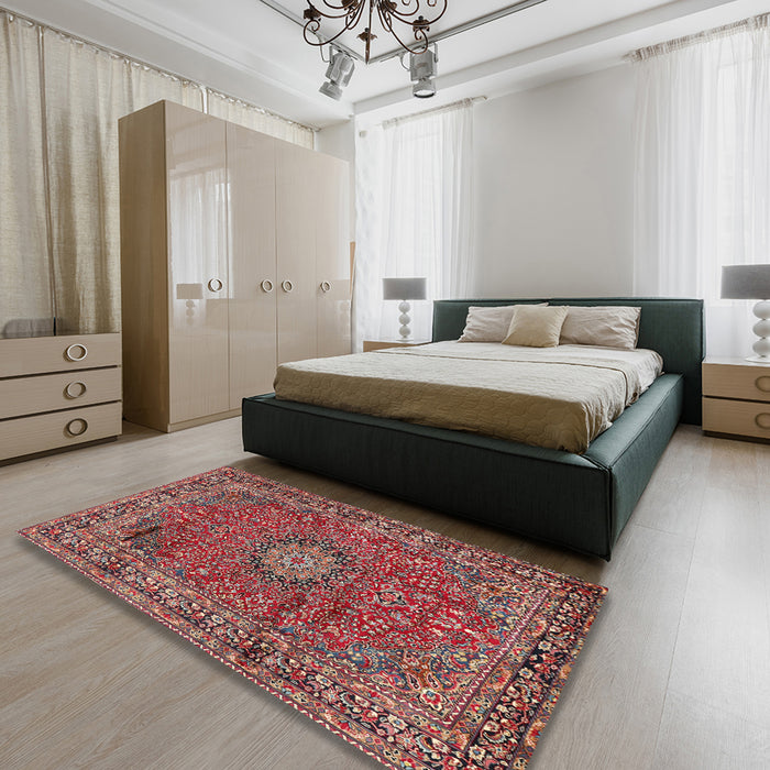 Traditional Red Persian Rug in a Bedroom, tr2651