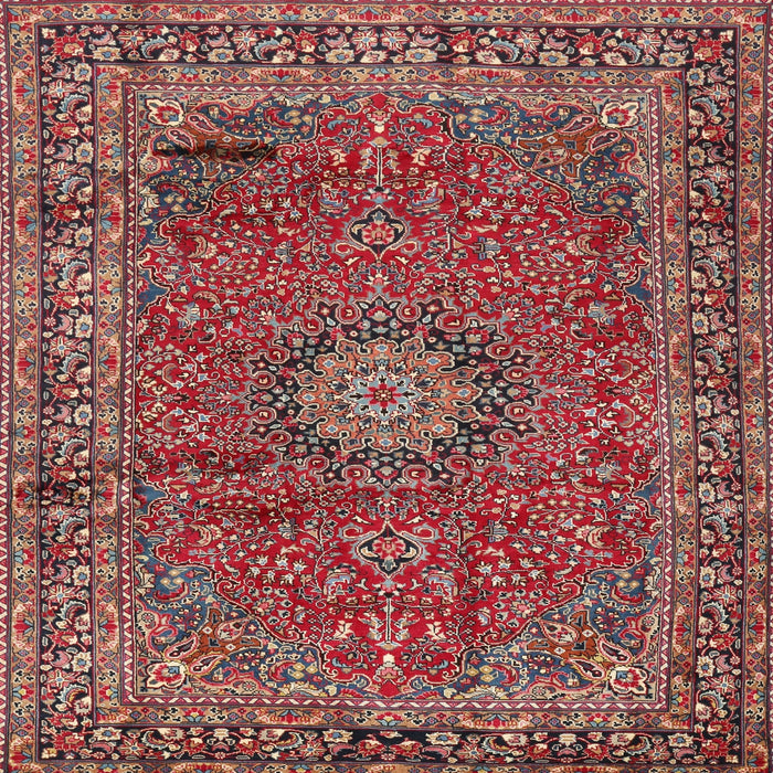 Round Machine Washable Traditional Tomato Red Rug, wshtr2651