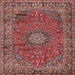 Round Machine Washable Traditional Tomato Red Rug, wshtr2651