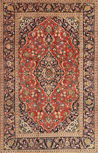 Machine Washable Traditional Saffron Red Rug, wshtr2652