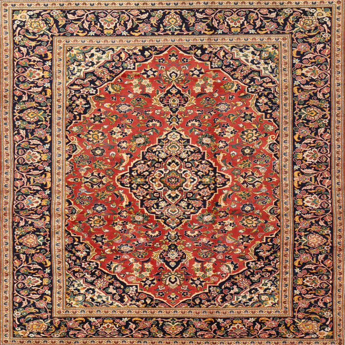 Round Machine Washable Traditional Saffron Red Rug, wshtr2652