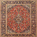 Square Traditional Saffron Red Persian Rug, tr2652