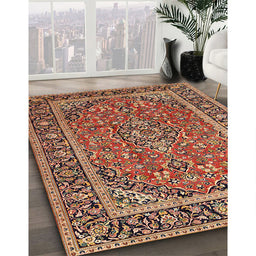 Machine Washable Traditional Saffron Red Rug in a Family Room, wshtr2652