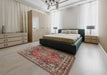 Traditional Camel Brown Medallion Rug in a Bedroom, tr2654