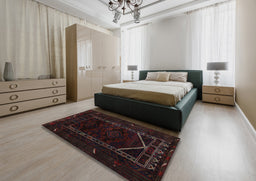 Traditional Burgundy Brown Persian Rug in a Bedroom, tr2656