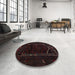Round Traditional Burgundy Brown Persian Rug in a Office, tr2656