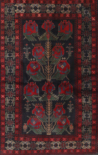 Machine Washable Traditional Deep Red Rug, wshtr2657