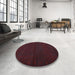 Round Traditional Saffron Red Persian Rug in a Office, tr2658