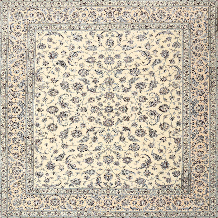 Round Machine Washable Traditional Vanilla Gold Rug, wshtr2659
