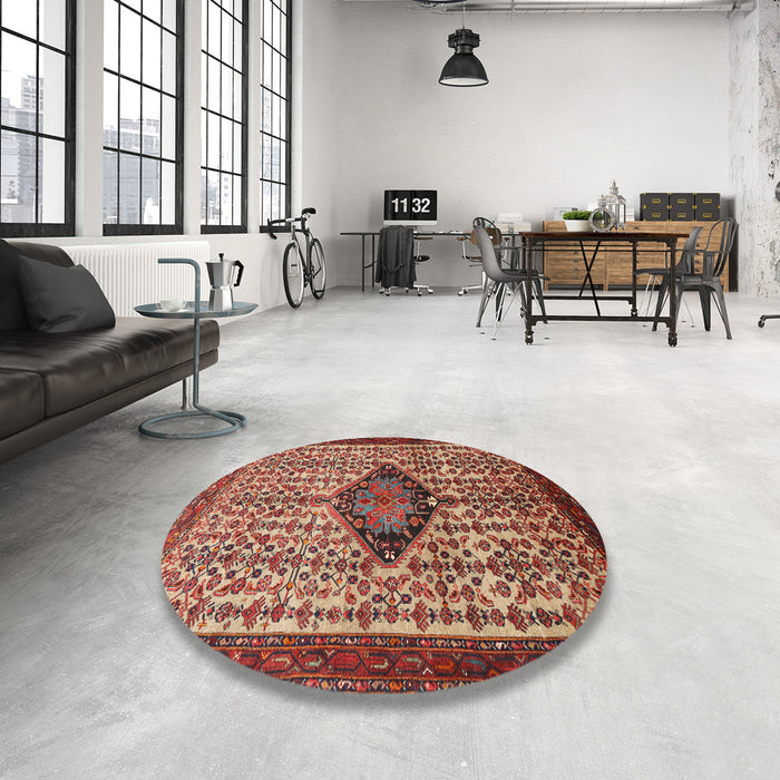 Round Traditional Red Persian Rug in a Office, tr265