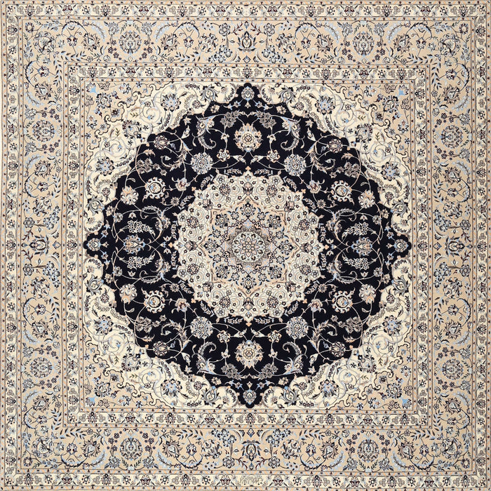 Square Traditional Carbon Gray Medallion Rug, tr2660