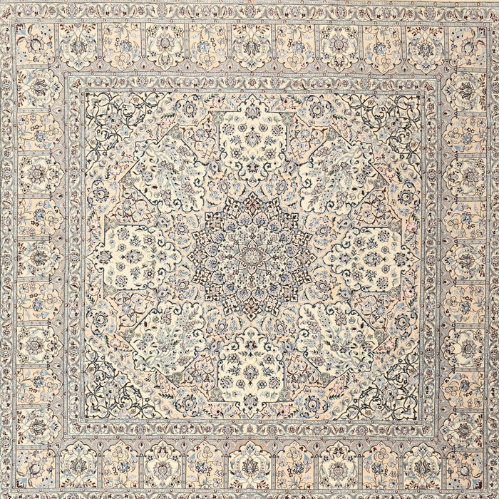 Square Traditional Light Gold Medallion Rug, tr2661