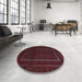 Round Machine Washable Traditional Burgundy Brown Rug in a Office, wshtr2662