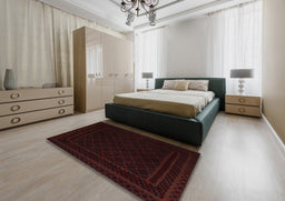 Traditional Black Brown Southwestern Rug in a Bedroom, tr2664