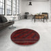 Round Traditional Bakers Brown Southwestern Rug in a Office, tr2665