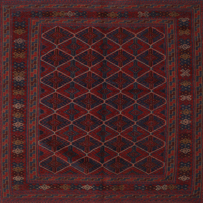Square Traditional Burgundy Brown Southwestern Rug, tr2667