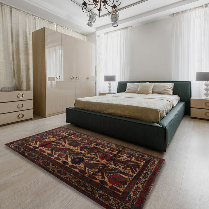 Machine Washable Traditional Night Red Rug in a Bedroom, wshtr2668