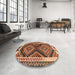 Round Traditional Brown Southwestern Rug in a Office, tr2669