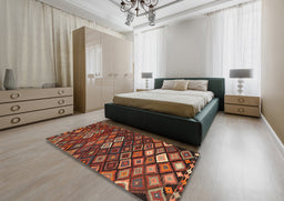Traditional Saffron Red Persian Rug in a Bedroom, tr2671