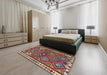 Machine Washable Traditional Saffron Red Rug in a Bedroom, wshtr2673