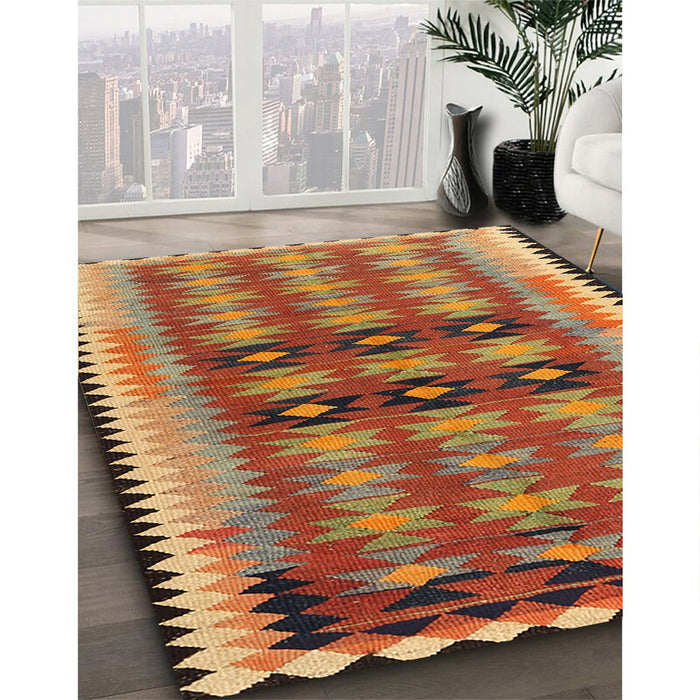 Traditional Gold Southwestern Rug in Family Room, tr2675