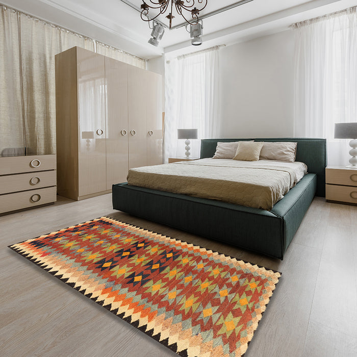 Traditional Gold Southwestern Rug in a Bedroom, tr2675