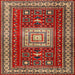 Square Traditional Red Geometric Rug, tr2678