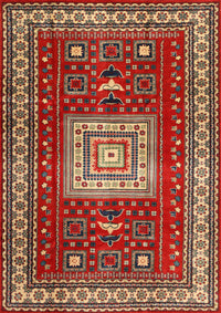 Machine Washable Traditional Tomato Red Rug, wshtr2678