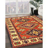 Traditional Orange Gold Geometric Rug, tr267