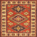 Square Traditional Orange Gold Geometric Rug, tr267