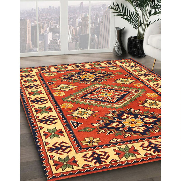 Machine Washable Traditional Orange Rug in a Family Room, wshtr267