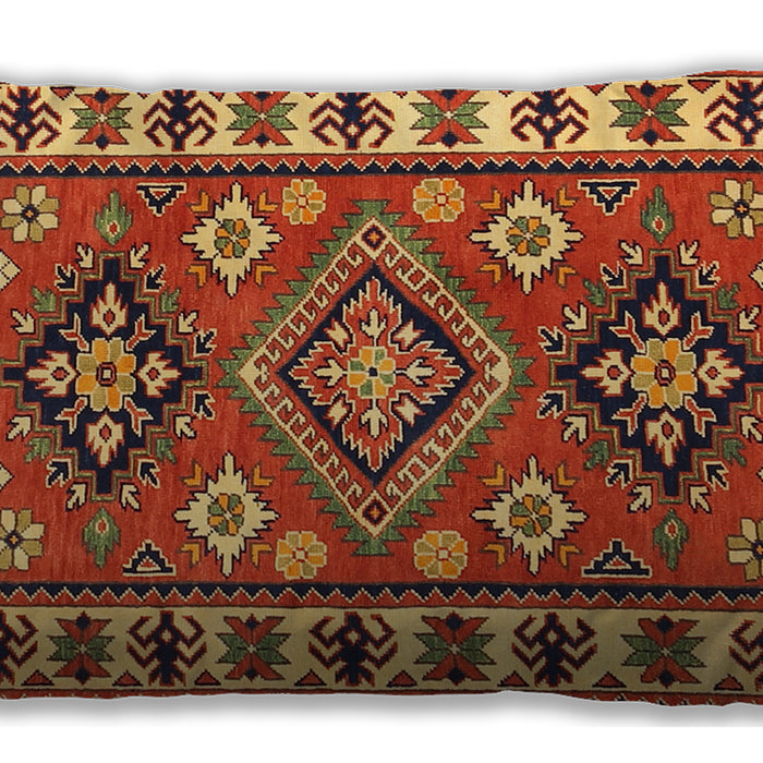 Traditional Classic Rectangular Orange Gold Lumbar Throw Pillow, 13 inch by 19 inch, lbtr267