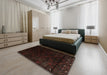 Traditional Black Brown Persian Rug in a Bedroom, tr2680