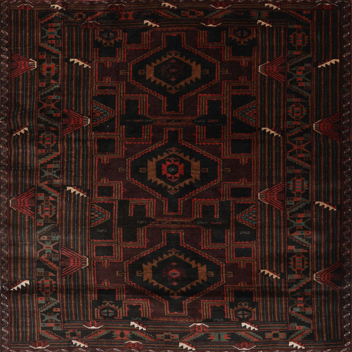 Square Traditional Black Brown Persian Rug, tr2680