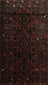 Machine Washable Traditional Black Brown Rug, wshtr2680