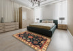 Traditional Brown Persian Rug in a Bedroom, tr2681