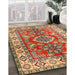 Traditional Brownish Green Geometric Rug in Family Room, tr2682