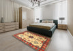 Traditional Chrome Gold Yellow Geometric Rug in a Bedroom, tr2683