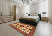 Machine Washable Traditional Tomato Red Rug in a Bedroom, wshtr2684