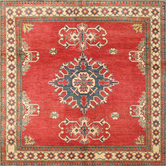 Square Traditional Neon Red Persian Rug, tr2685