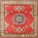 Round Machine Washable Traditional Neon Red Rug, wshtr2685