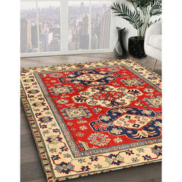 Traditional Fire Brick Red Persian Rug in Family Room, tr2686