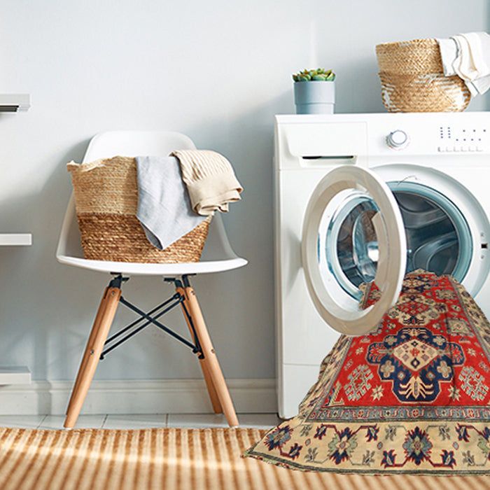 Machine Washable Traditional Fire Brick Red Rug in a Washing Machine, wshtr2686