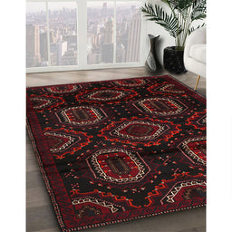 Traditional Chocolate Brown Persian Rug in Family Room, tr2687