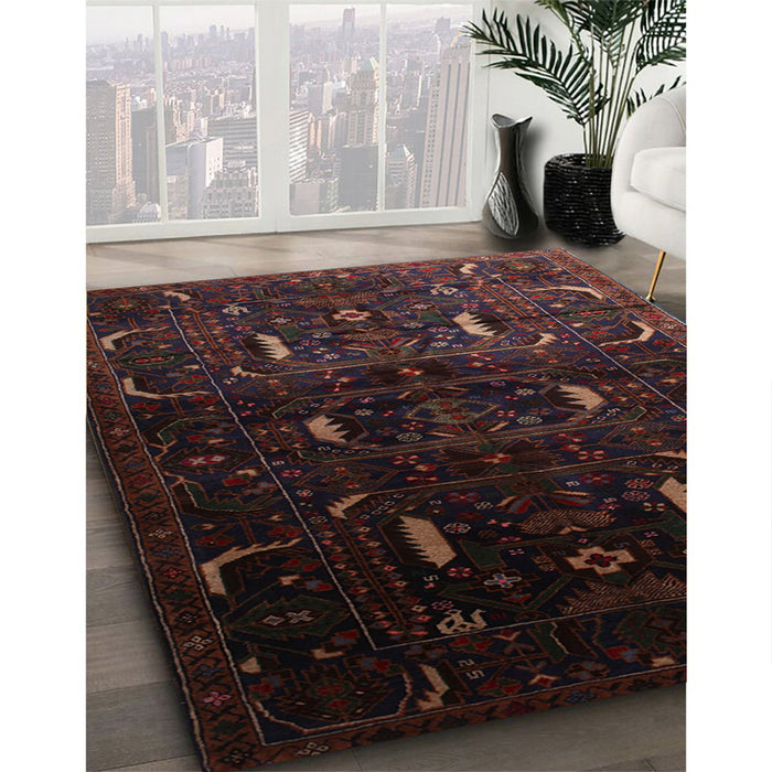Machine Washable Traditional Chocolate Brown Rug in a Family Room, wshtr2688